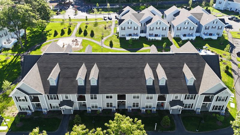 Aerial of the 1600 New Britain Ave residential community in Farmington CT